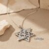 White gold Shema Yisrael star necklace on Jerusalem stone