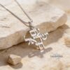 Sterling silver Am Yisrael Chai pendant and box chain on stone