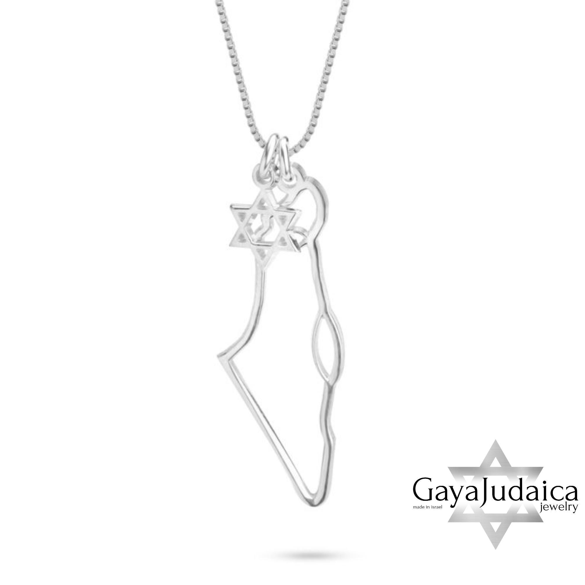 Map of Israel Necklace, Star of David Charm, Handmade Judaica Jewelry Map of Israel Necklace, Star of David Charm, Handmade Judaica Jewelry