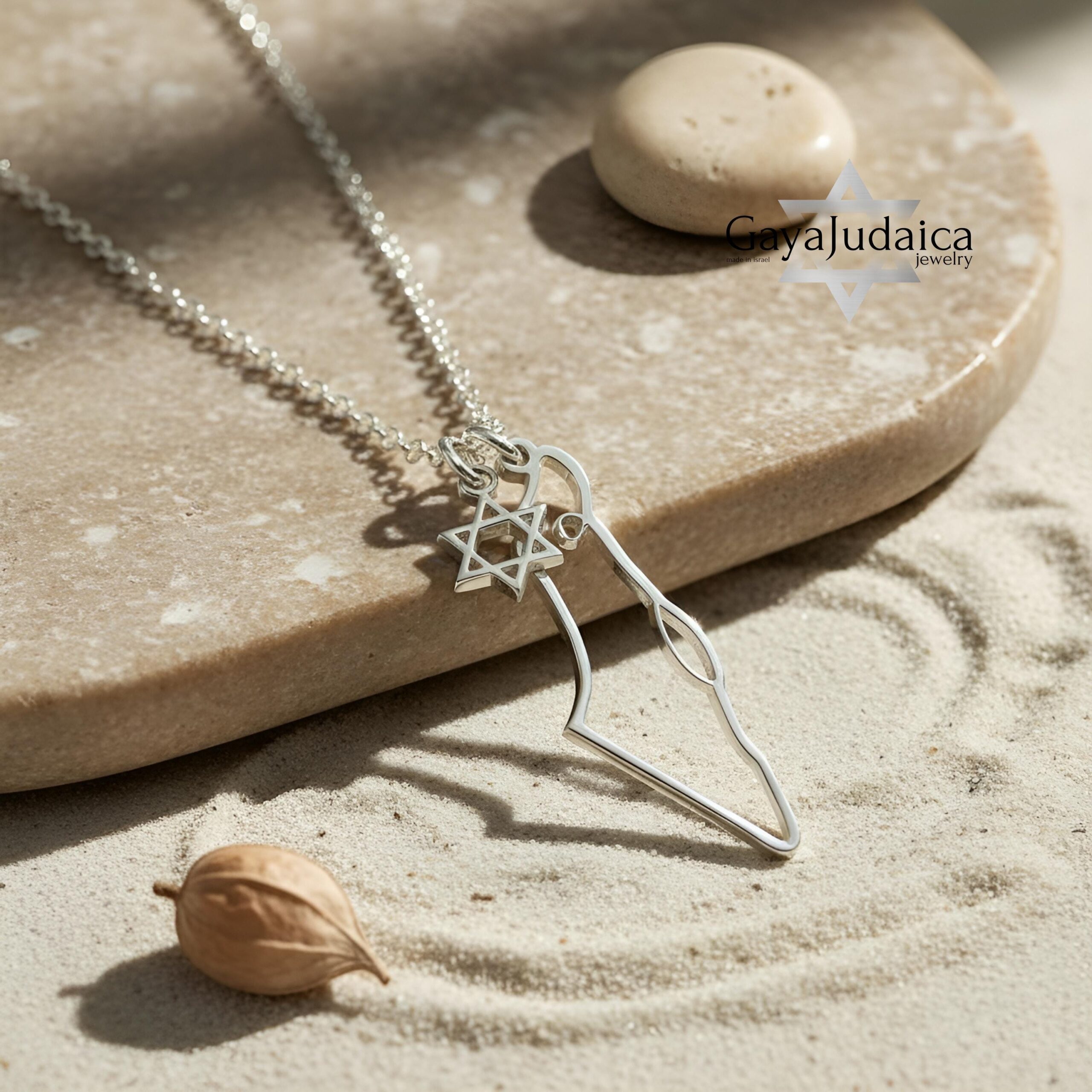 Map of Israel Necklace, Star of David Charm, Handmade Judaica Jewelry Map of Israel Necklace, Star of David Charm, Handmade Judaica Jewelry