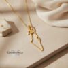 Gold plated Israel map necklace with Star of David charm on stone