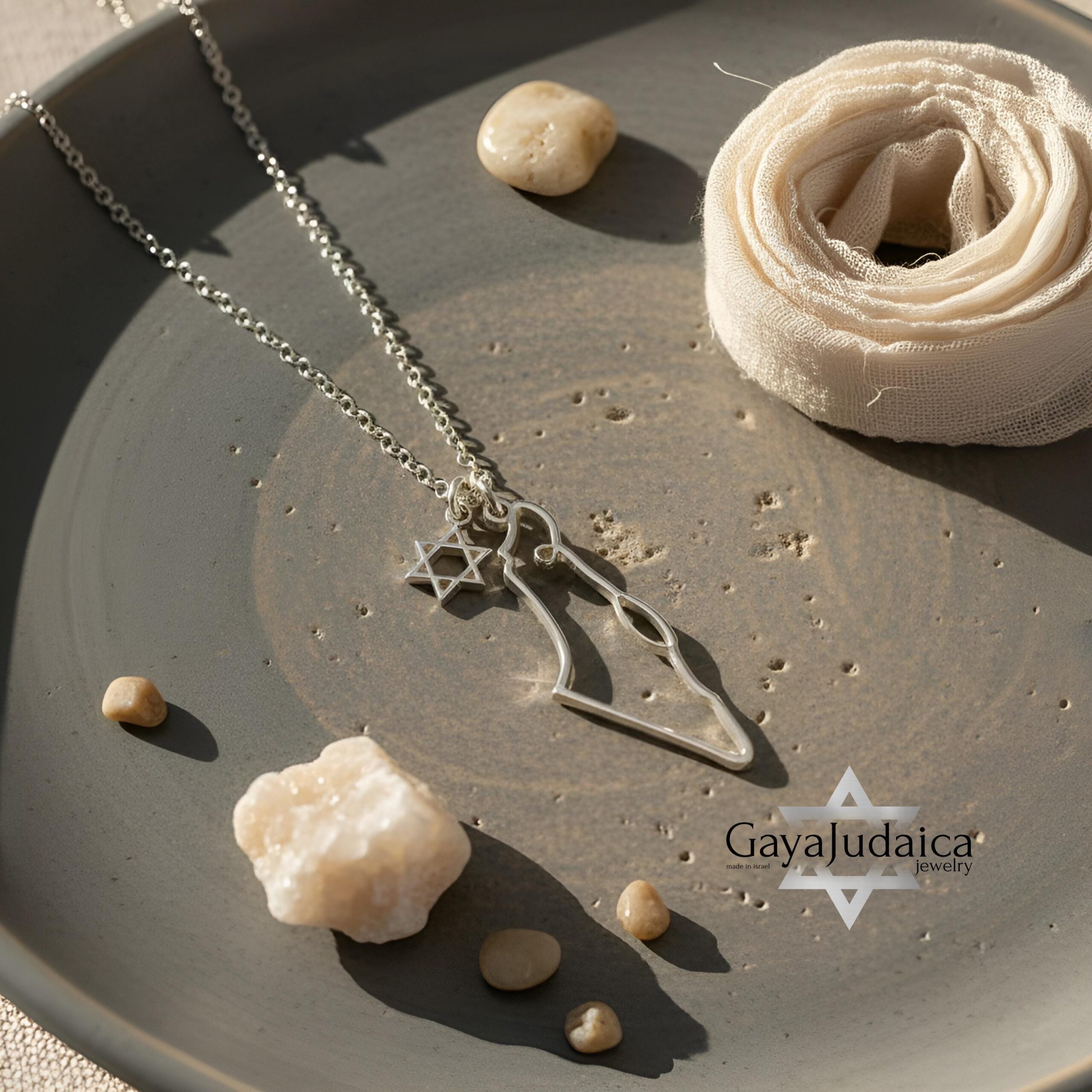 Map of Israel Necklace, Star of David Charm, Handmade Judaica Jewelry Map of Israel Necklace, Star of David Charm, Handmade Judaica Jewelry