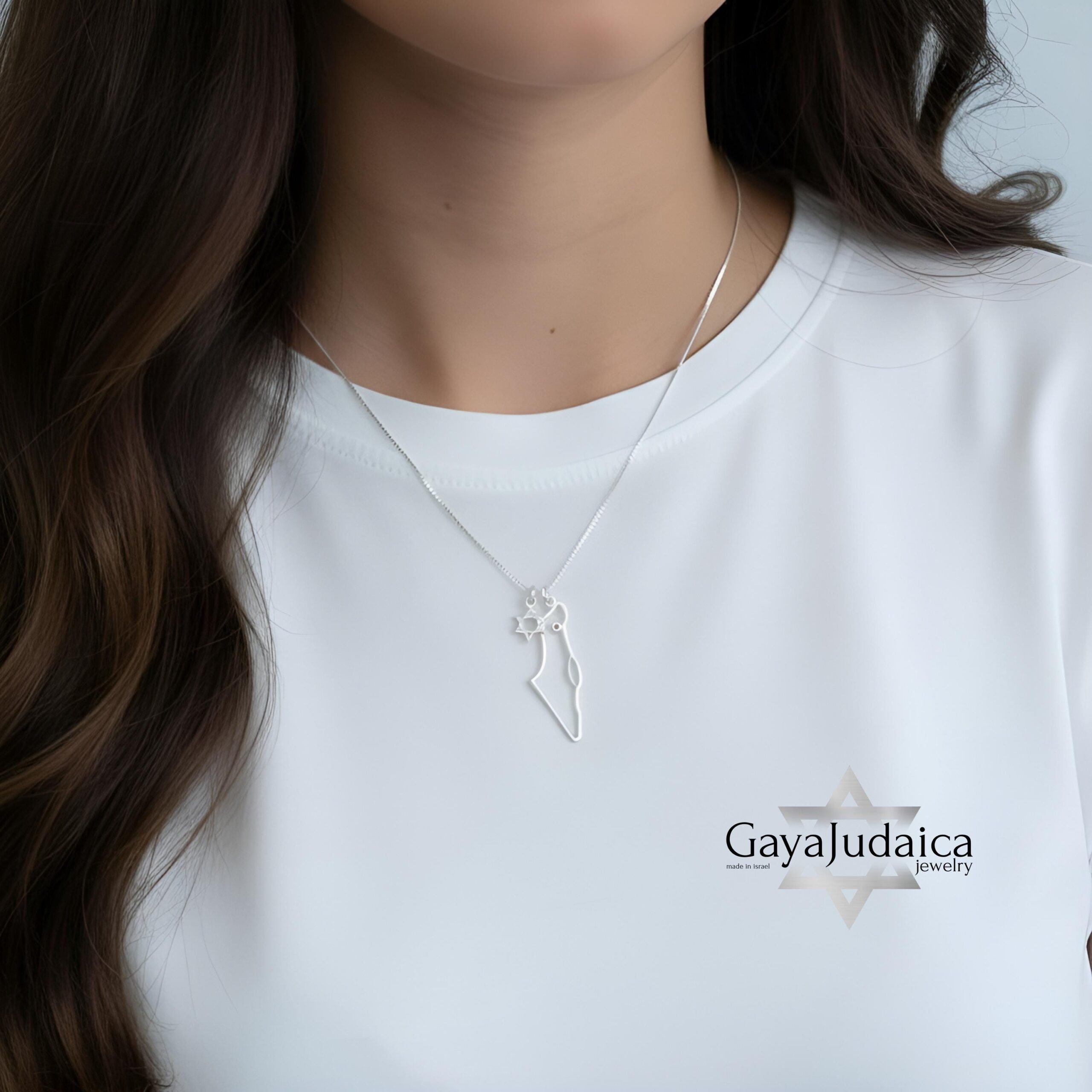 Map of Israel Necklace, Star of David Charm, Handmade Judaica Jewelry Map of Israel Necklace, Star of David Charm, Handmade Judaica Jewelry