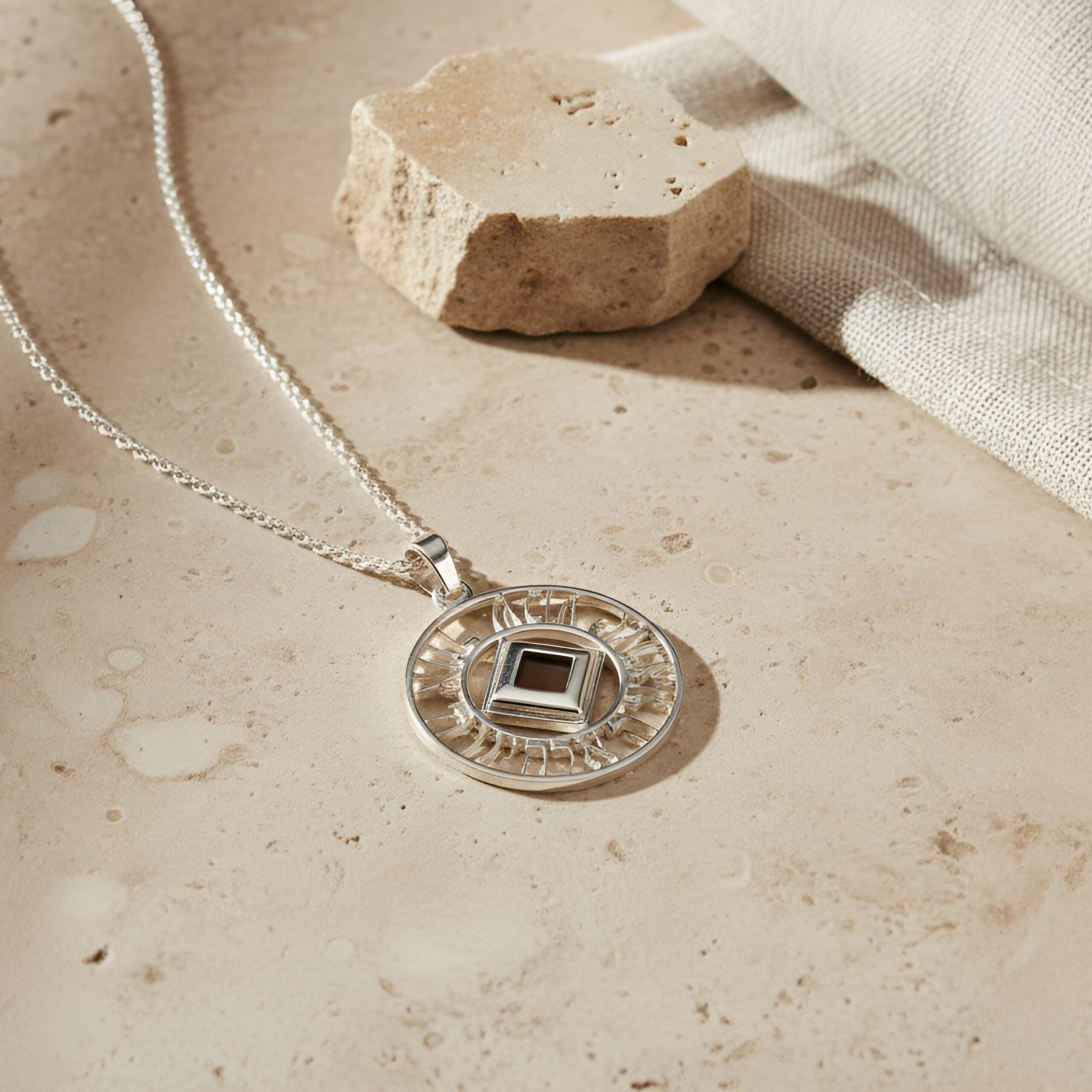 Shema Yisrael Circle Necklace, Openwork Nano Bible Pendant Shema Yisrael Circle Necklace, Openwork Nano Bible Pendant