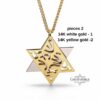 Two-tone gold Star of David showing 14K white gold and yellow gold layers