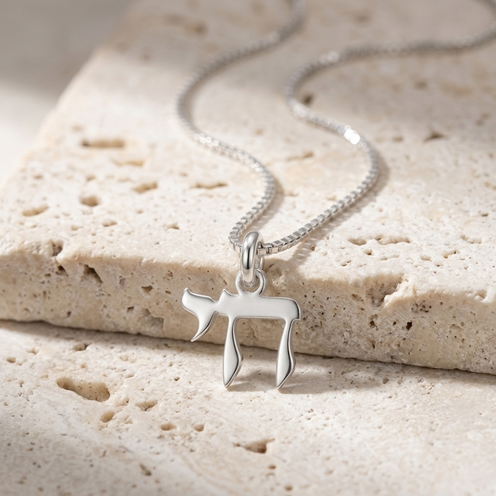 Mini Chai Necklace, Sterling Silver Hebrew Chai Pendant Mini Chai Necklace, Sterling Silver Hebrew Chai Pendant