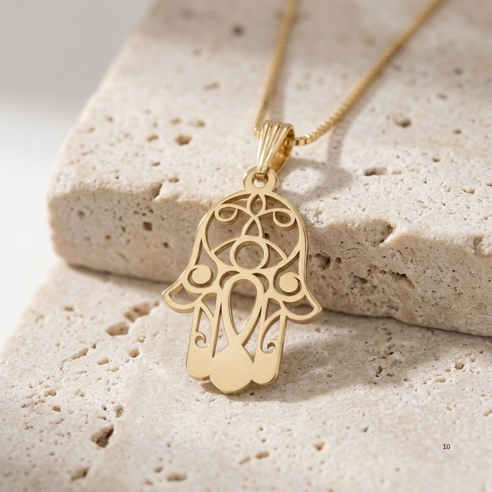 Sterling Silver Hamsa Necklace with Evil Eye, Minimalist Protection Pendant Sterling Silver Hamsa Necklace with Evil Eye, Minimalist Protection Pendant