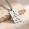 925 sterling silver Hebrew dog tag necklace engraved with Al Tira Ki Imcha Ani, on travertine