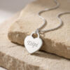 14K white gold name heart necklace on Jerusalem stone