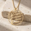 24K gold plated family tree necklace with four Hebrew names on stone