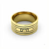 24K gold plated personalized ring engraved with Chai in Hebrew, white background