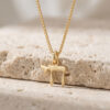Gold plated mini Chai pendant on a gold box chain, handmade in Israel