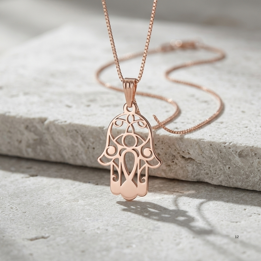 Sterling Silver Hamsa Necklace with Evil Eye, Minimalist Protection Pendant Sterling Silver Hamsa Necklace with Evil Eye, Minimalist Protection Pendant
