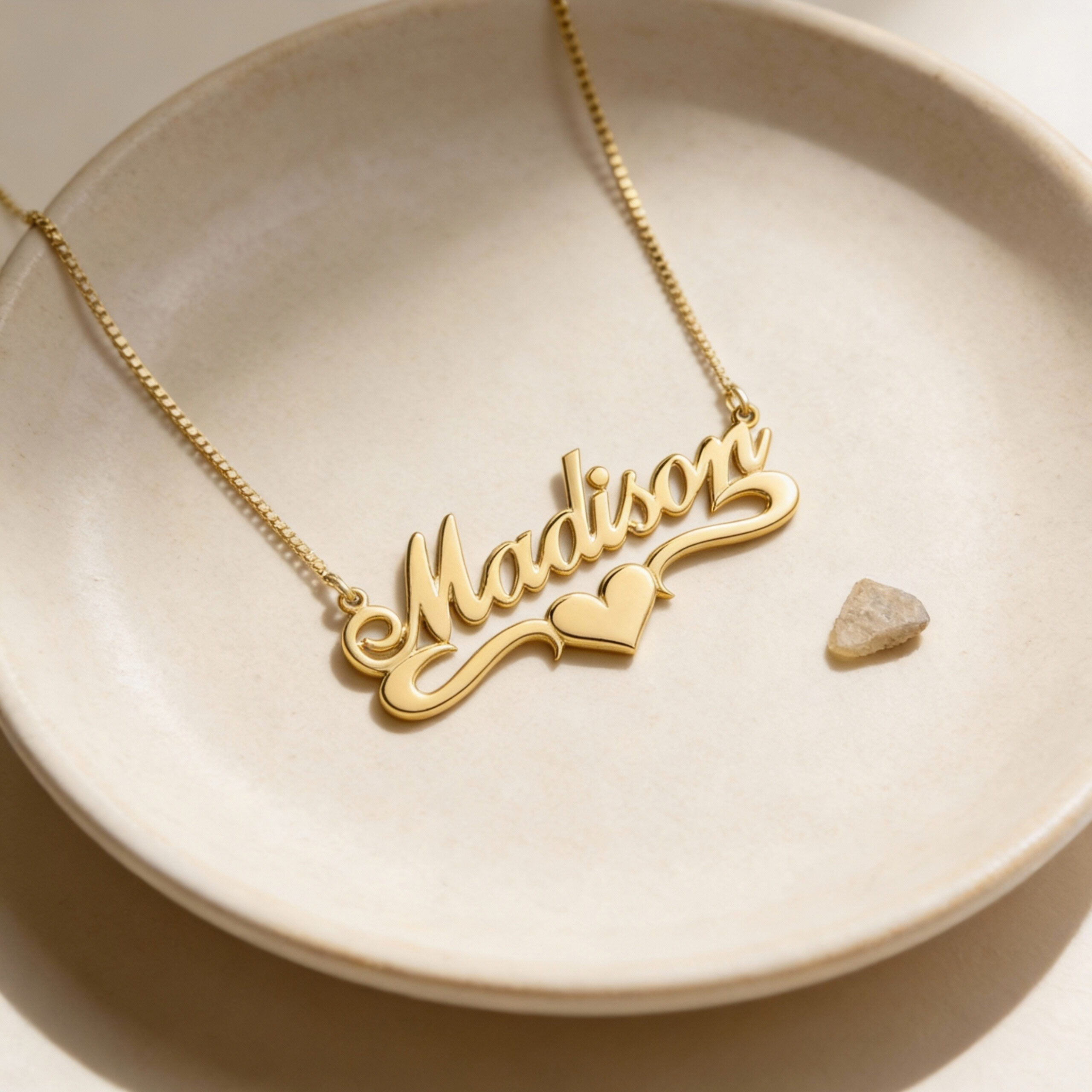 14K Gold Hebrew Name Necklace, Jewish Heart Nameplate, Bat Mitzvah Gift 14K Gold Hebrew Name Necklace, Jewish Heart Nameplate, Bat Mitzvah Gift