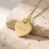 14K yellow gold custom name heart pendant on Jerusalem stone