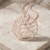Rose gold plated family tree necklace with four Hebrew names