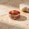Rose gold plated Hebrew verse ring on Jerusalem stone