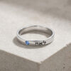 Sterling silver Hebrew name ring with birthstone on stone