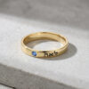 24K gold plated Hebrew name ring with birthstone on gray stone
