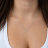 Petite silver mini Chai necklace worn on the neck