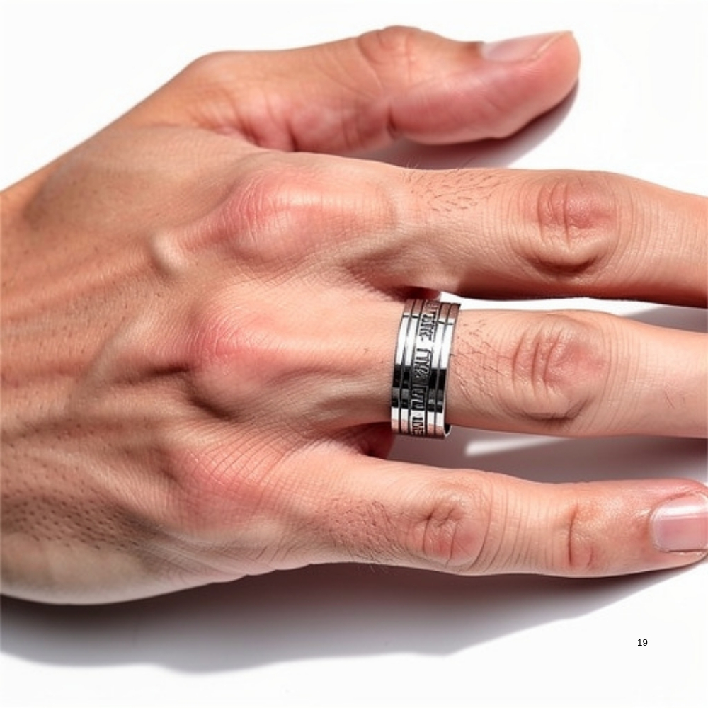 Sterling Silver Hebrew Verse Ring, Israeli Judaica Psalm Protection Design Sterling Silver Hebrew Verse Ring, Israeli Judaica Psalm Protection Design