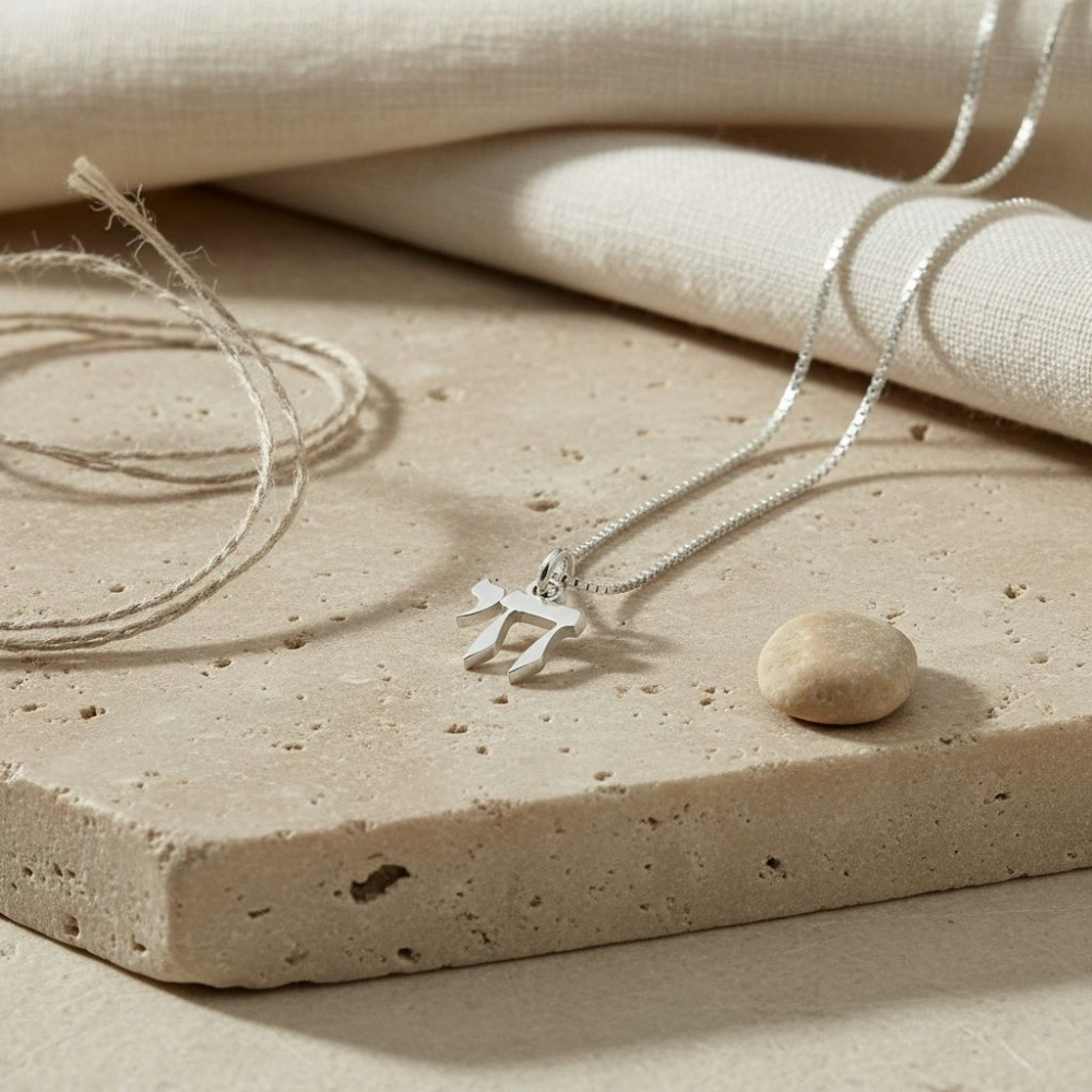 Mini Chai Necklace, Sterling Silver Hebrew Chai Pendant Mini Chai Necklace, Sterling Silver Hebrew Chai Pendant