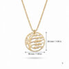 Family tree necklace dimensions, 30 mm by 30 mm pendant