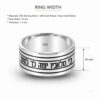 Personalized engraved ring dimensions, 10 mm ring width and 1.2 mm thickness
