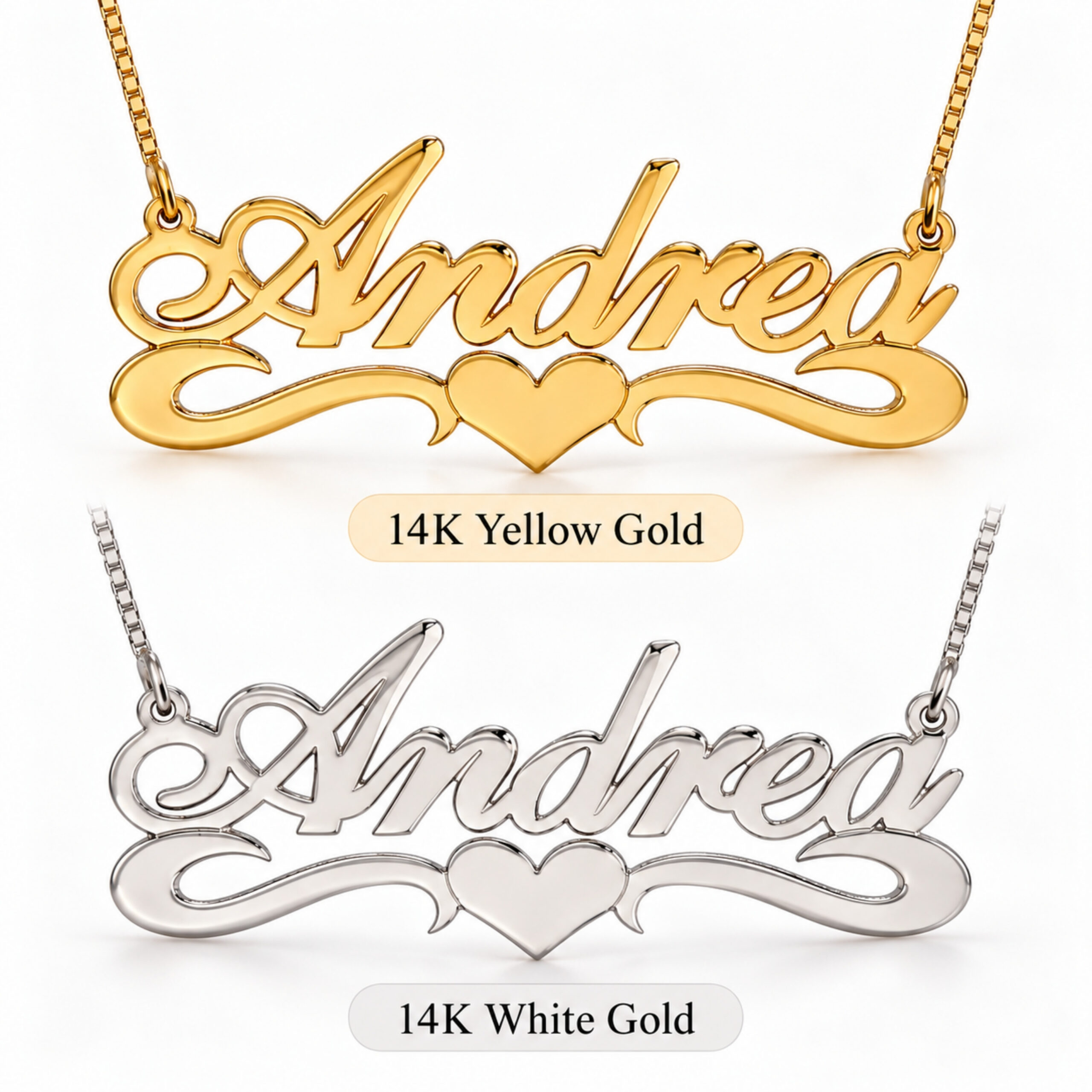 14K Gold Hebrew Name Necklace, Jewish Heart Nameplate, Bat Mitzvah Gift 14K Gold Hebrew Name Necklace, Jewish Heart Nameplate, Bat Mitzvah Gift