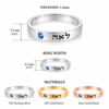 Hebrew name ring dimensions, 3.5 mm width and 1.2 mm thickness, in three finishes