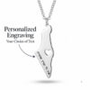 925 sterling silver engraved Israel map necklace with cut-out heart with personalized Hebrew engraving of your choice