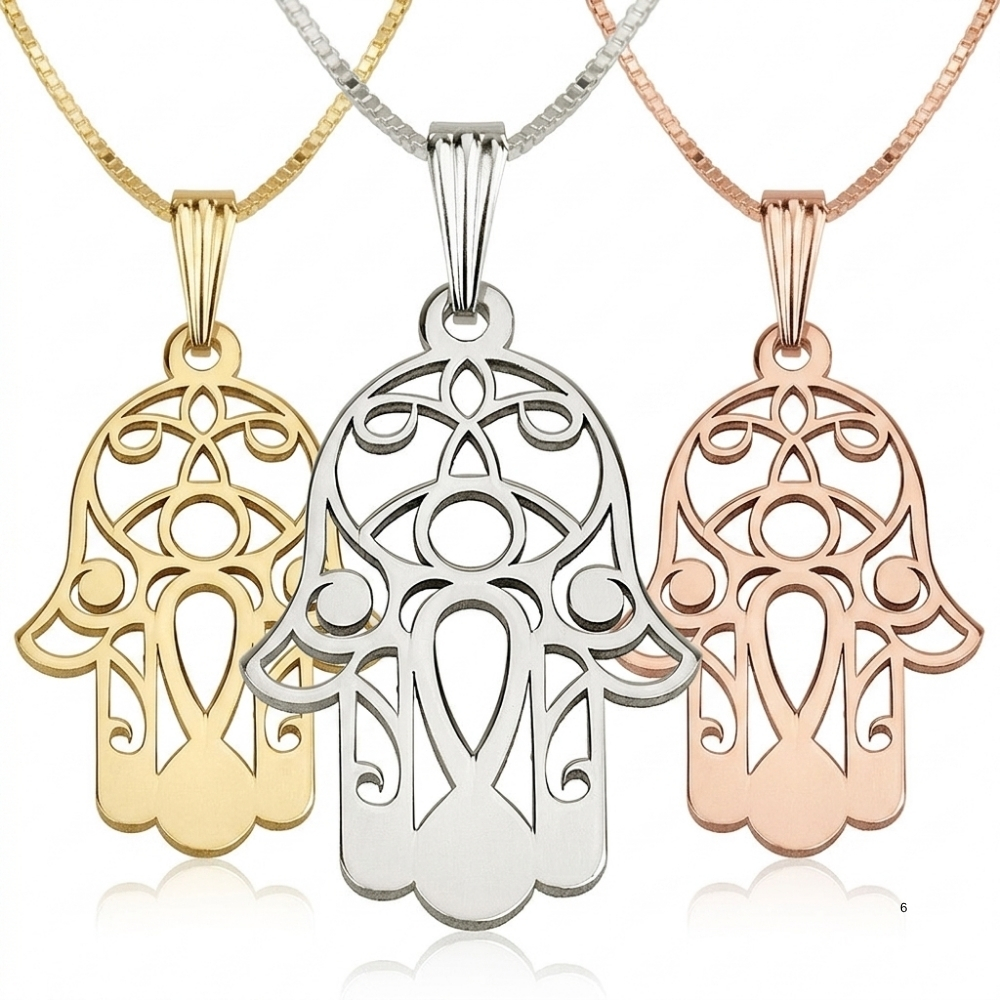 Sterling Silver Hamsa Necklace with Evil Eye, Minimalist Protection Pendant Sterling Silver Hamsa Necklace with Evil Eye, Minimalist Protection Pendant