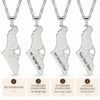 Four Israel map pendant options: 1 no engraving, 2 עם ישראל חי in Hebrew, 3 Am Israel Chai in English, 4 custom engraving with your own text