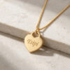 14K yellow gold engraved name heart pendant on stone