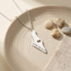 925 sterling silver engraved Israel map necklace with cut-out heart on a round stone plate