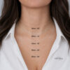 Chain length guide showing 14, 16, 18, 20 and 22 inch necklaces on a model