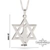 Star of David Necklace with Israel Map Cut-Out — pendant dimensions, 32mm by 26mm