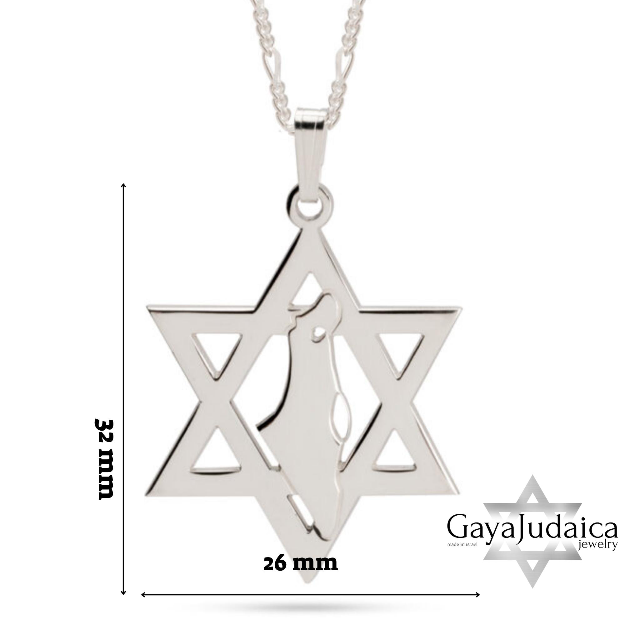 Star of David Necklace with Israel Map Cut-Out, Judaica Pendant Star of David Necklace with Israel Map Cut-Out, Judaica Pendant