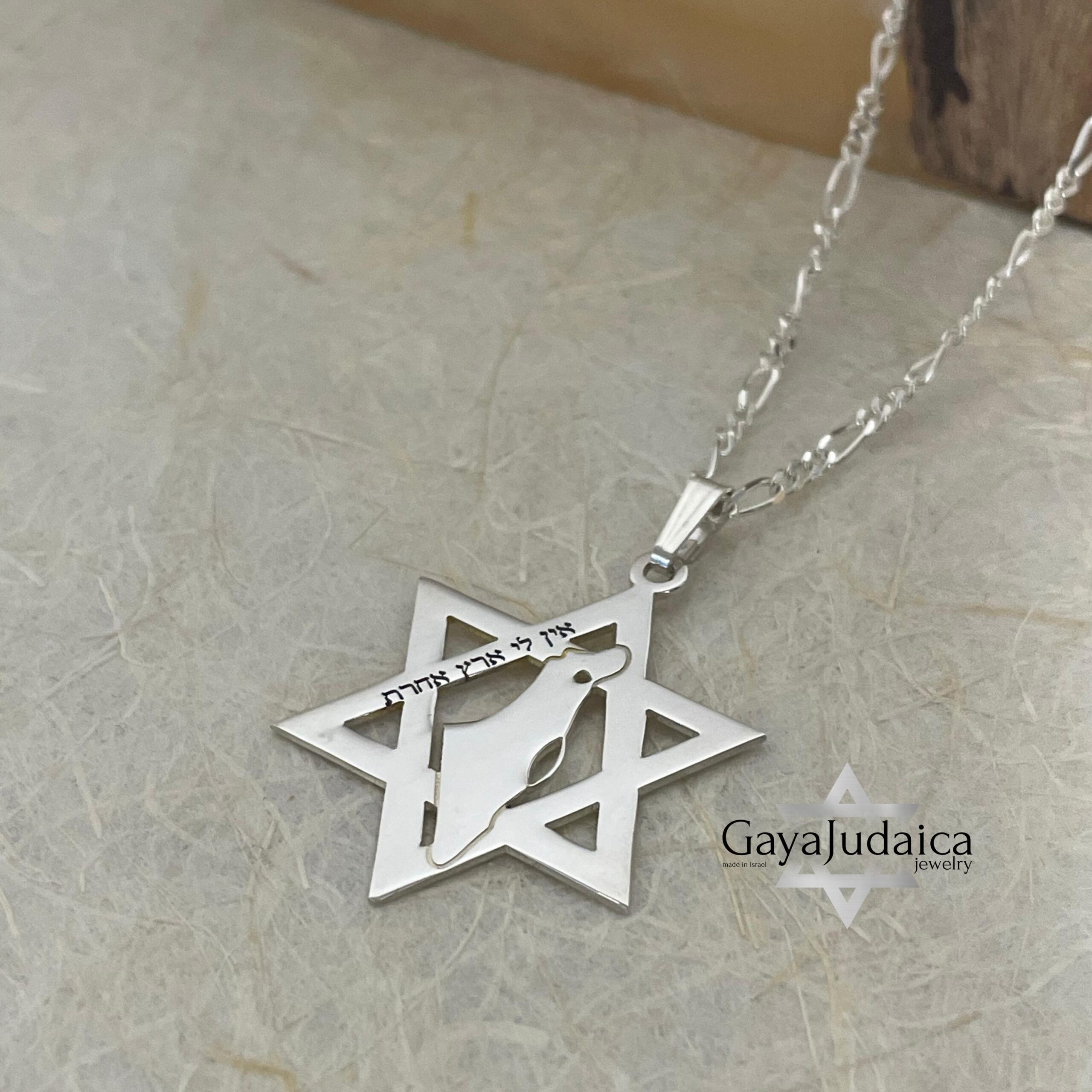 Star of David Necklace with Israel Map Cut-Out, Judaica Pendant Star of David Necklace with Israel Map Cut-Out, Judaica Pendant