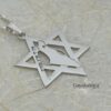 Star of David Necklace with Israel Map Cut-Out — Hebrew engraving detail inside the star