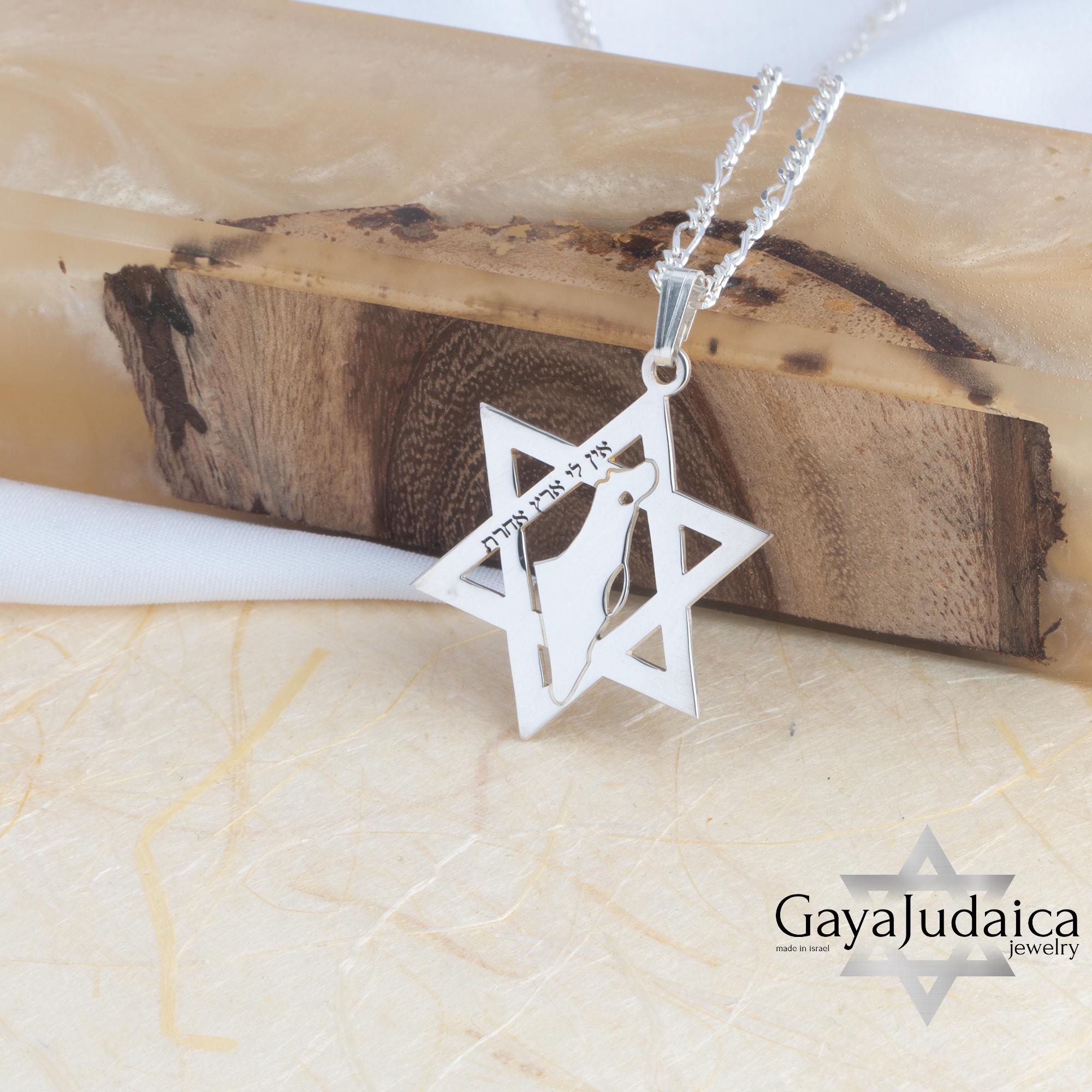 Star of David Necklace with Israel Map Cut-Out, Judaica Pendant Star of David Necklace with Israel Map Cut-Out, Judaica Pendant