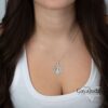 Star of David Necklace with Israel Map Cut-Out — model wearing the Star of David Israel map necklace