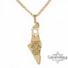 Israel Map Necklace with Hebrew Bible Verse — gold plated map pendant on a box chain