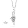 Israel Map Necklace with Hebrew Bible Verse — silver map pendant with Hebrew engraving on white