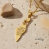 Israel Map Necklace with Hebrew Bible Verse — gold plated map necklace on a sand-colored backdrop