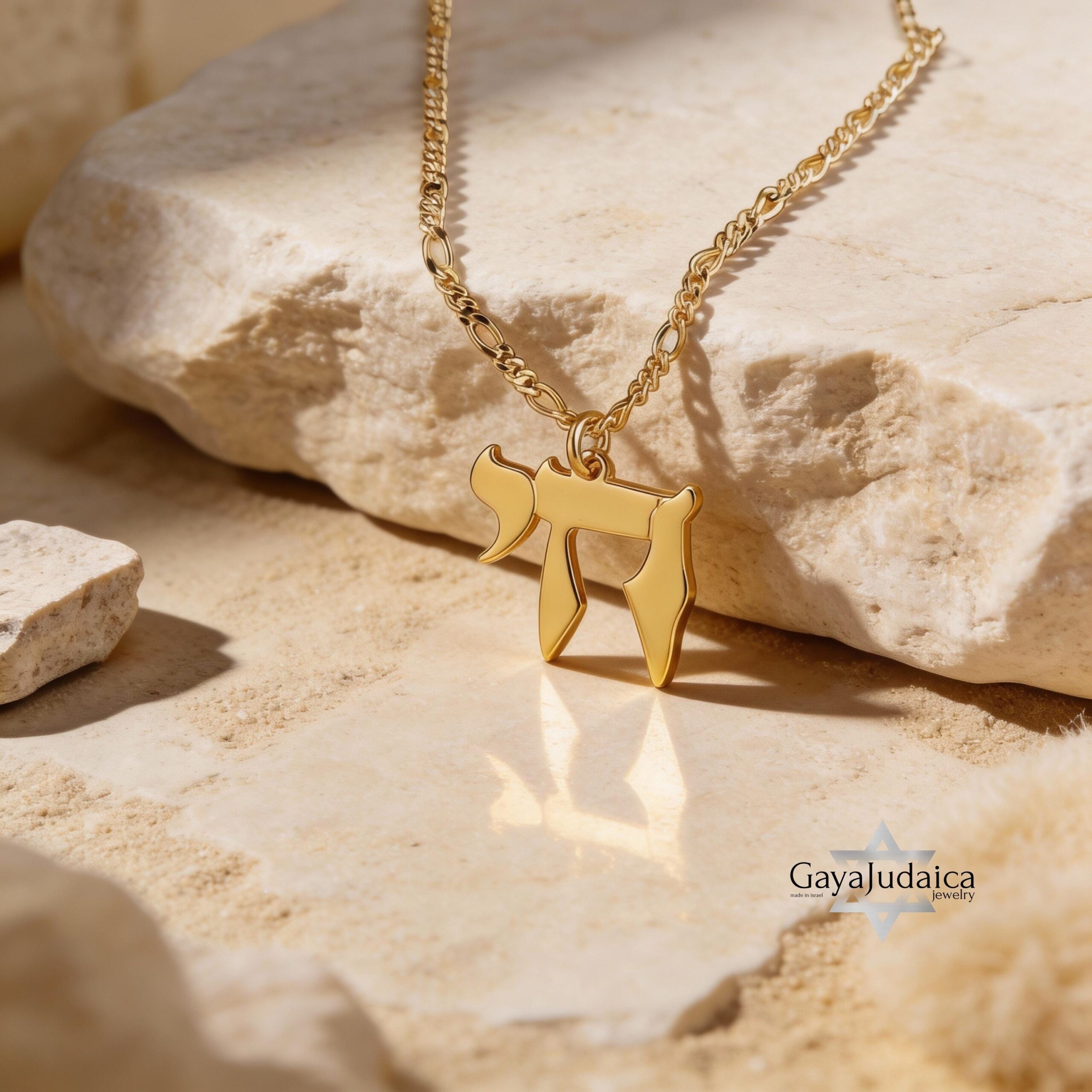 Hebrew Chai Necklace with Israel Map, Judaica Pendant Hebrew Chai Necklace with Israel Map, Judaica Pendant