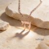 Hebrew Chai Necklace with Israel Map — rose gold Chai pendant on natural stone