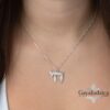 Hebrew Chai Necklace with Israel Map — Chai pendant worn at the collarbone