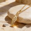 Israel Map Necklace with Engraved Bible Verse — gold plated engraved map pendant on stone