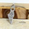 Am Yisrael Chai Israel Map Necklace — close detail of the Hebrew engraving and date